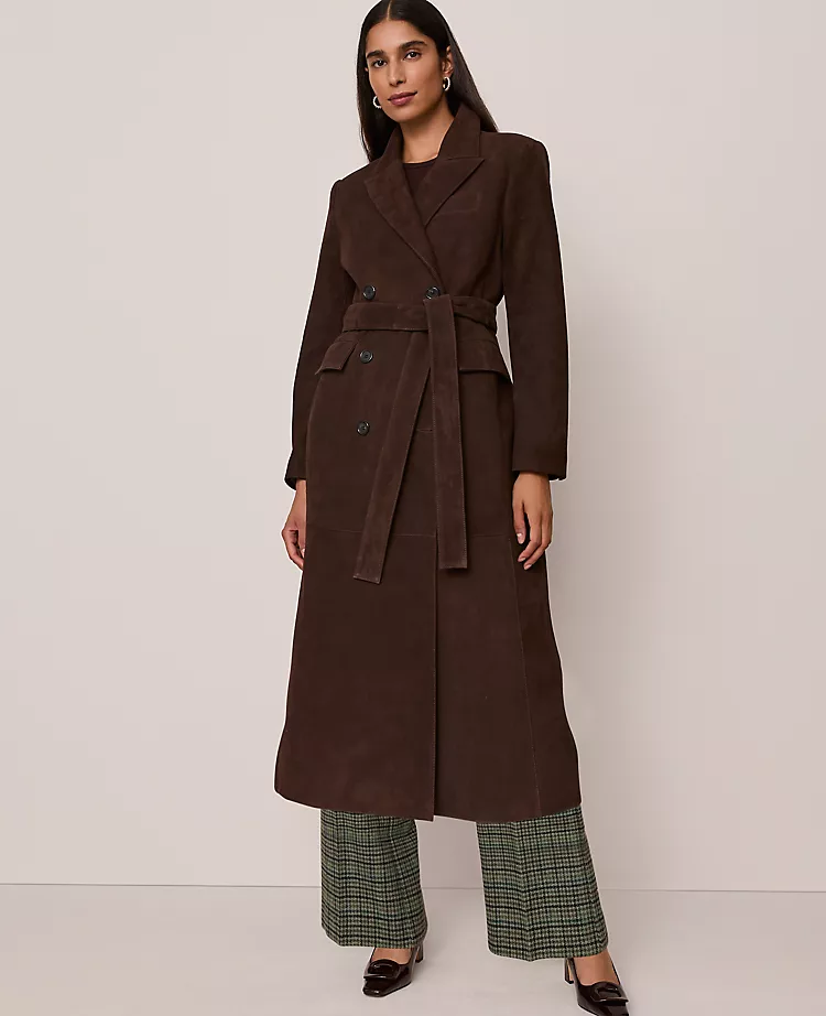 Studio Collection Suede Trench Coat Pure Chocolate 2 Studio Collection Suede Trench Coat Pure Chocolate - Image 2