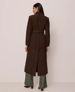 Studio Collection Suede Trench Coat Pure Chocolate 9 Studio Collection Suede Trench Coat Pure Chocolate -Ann Taylor Store 858514 7043 ALT1