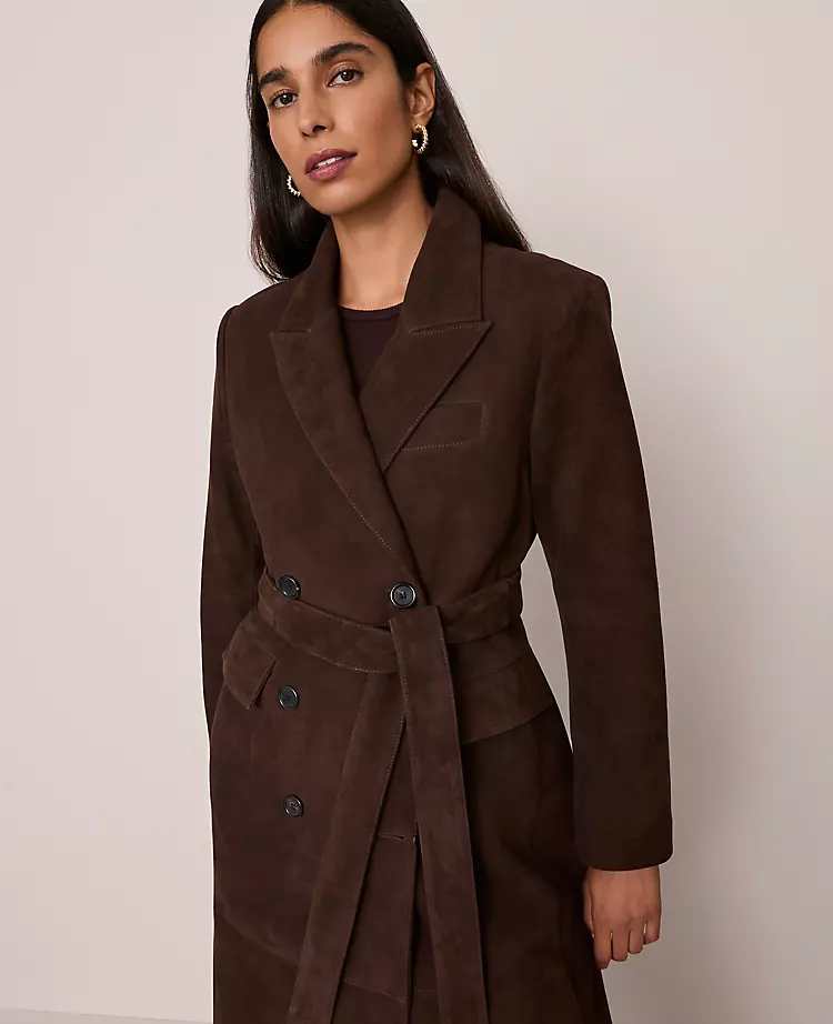Studio Collection Suede Trench Coat Pure Chocolate 4 Studio Collection Suede Trench Coat Pure Chocolate - Image 4