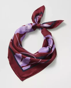 Windsor Wine Floral Square Silk Scarf - Elegant 25-Inch Neck Wrap