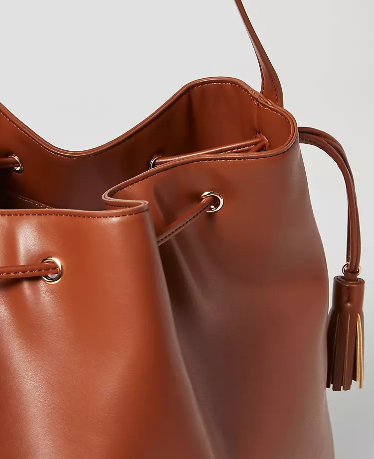 Ann Taylor Weekend Collection Drawstring Bucket Bag in Brown Toffee 2 Ann Taylor Weekend Collection Drawstring Bucket Bag in Brown Toffee - Image 2