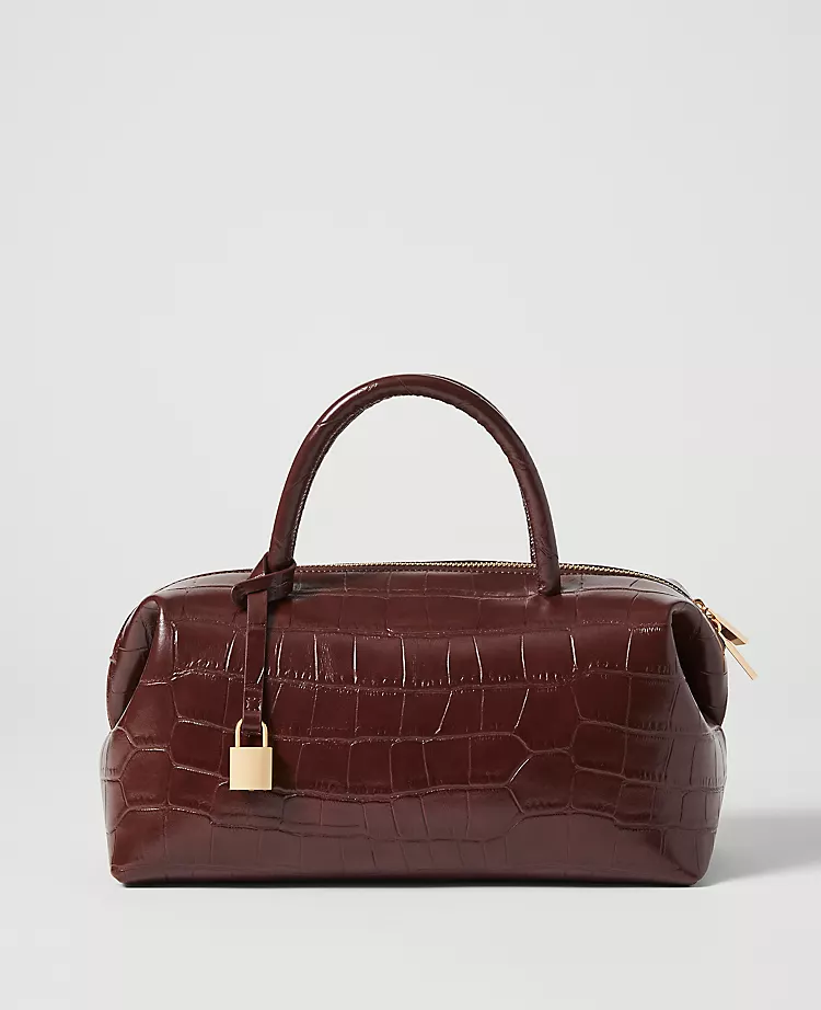 Elegant Dark Brown Croco Large Top Handle Bag 1 Elegant Dark Brown Croco Large Top Handle Bag