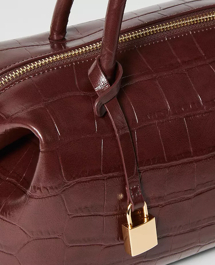 Elegant Dark Brown Croco Large Top Handle Bag 2 Elegant Dark Brown Croco Large Top Handle Bag - Image 2
