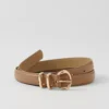 Ann Taylor Weekend Collection Skinny Leather Belt in Taupe