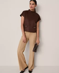 Faux Suede Horsebit Top Dark Brown -Ann Taylor Store 858596 7371 ALT2