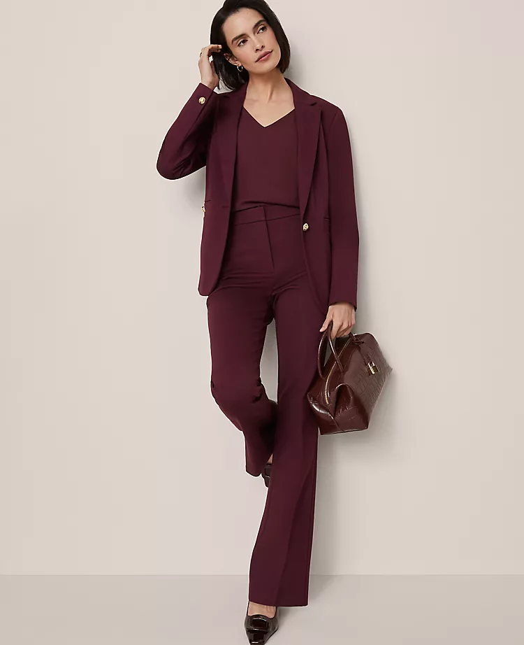 Women's Tailored One-Button Ponte Blazer in Poised Plum 4 Women's Tailored One-Button Ponte Blazer in Poised Plum - Image 4