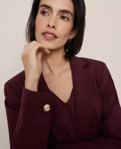 Women's Tailored One-Button Ponte Blazer in Poised Plum 11 Women's Tailored One-Button Ponte Blazer in Poised Plum -Ann Taylor Store 858643 9536 ALT4