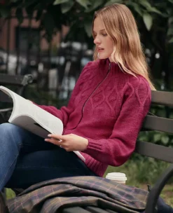 Ann Taylor Petite Weekend Cable Knit Bomber Sweater Jacket