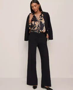 High-Waisted Wide Leg Ponte Pants in Classic Black