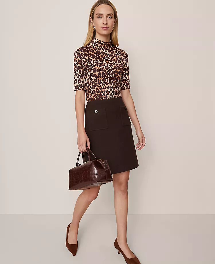 Petite Patch Pocket A-Line Skirt in Pure Chocolate 1 Petite Patch Pocket A-Line Skirt in Pure Chocolate