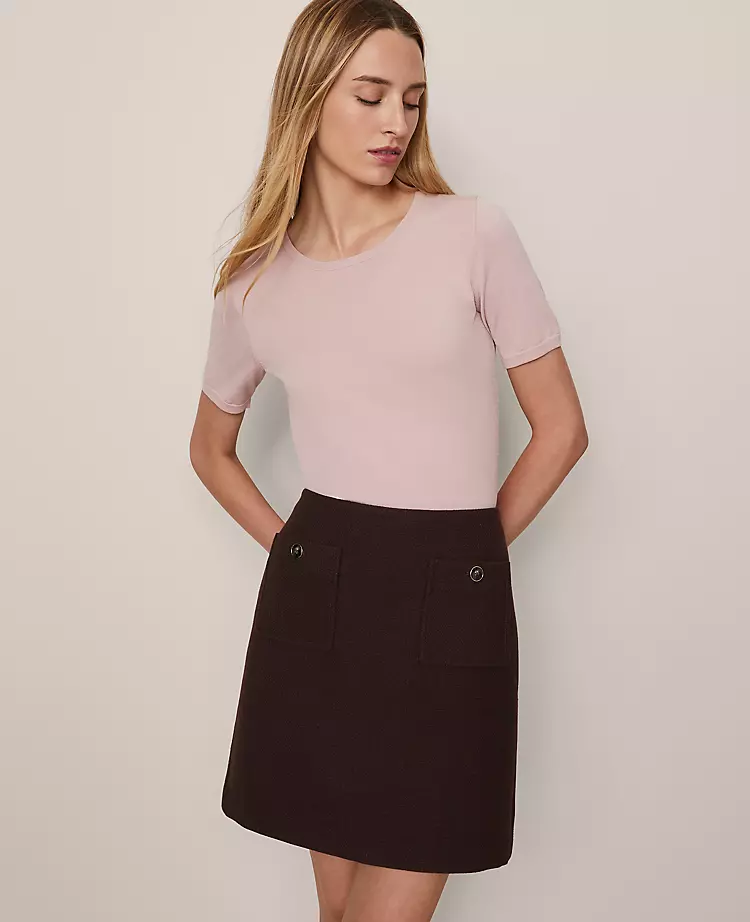 Petite Patch Pocket A-Line Skirt in Pure Chocolate 2 Petite Patch Pocket A-Line Skirt in Pure Chocolate - Image 2