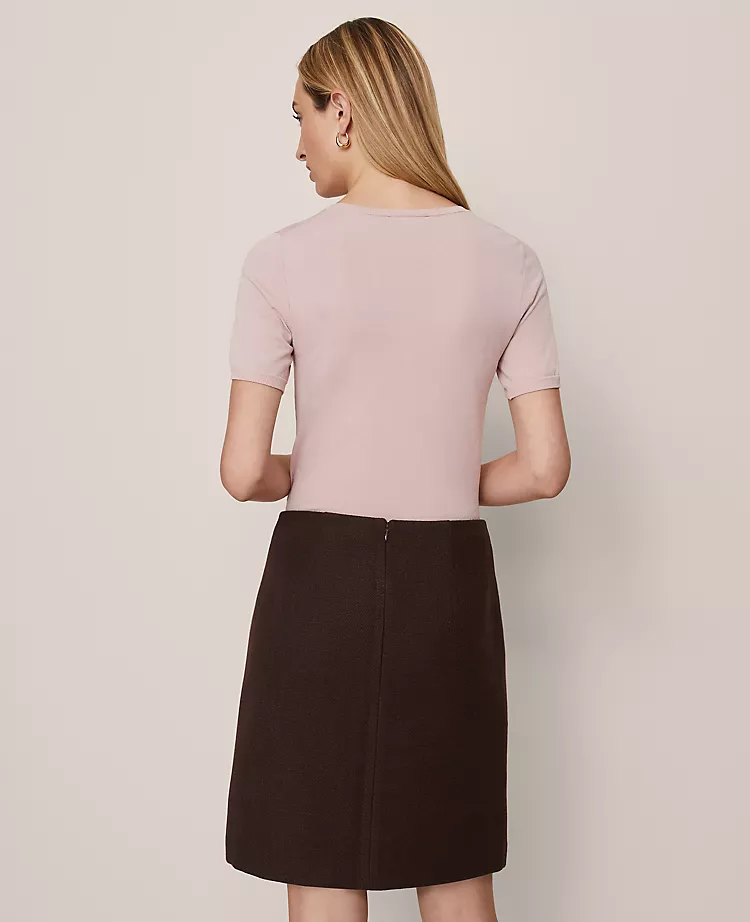 Petite Patch Pocket A-Line Skirt in Pure Chocolate 3 Petite Patch Pocket A-Line Skirt in Pure Chocolate - Image 3
