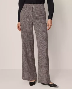 The Wide-Leg Pant In Plaid Black/Brown Multi -Ann Taylor Store 858680 019339 ALT1