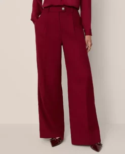 Petite High-Waist Statement Palazzo Pants in Cherry Pie Red -Ann Taylor Store 858693 019822 ALT1