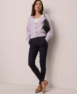 Ann Taylor Petite Weekend Collection Cozy Ribbed Cardigan - Lavender Frost -Ann Taylor Store 858706 8409 ALT2