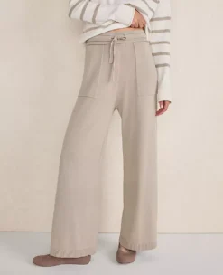 Haven Well Within Organic Cotton Knit Wide Leg Pants Blue Fog