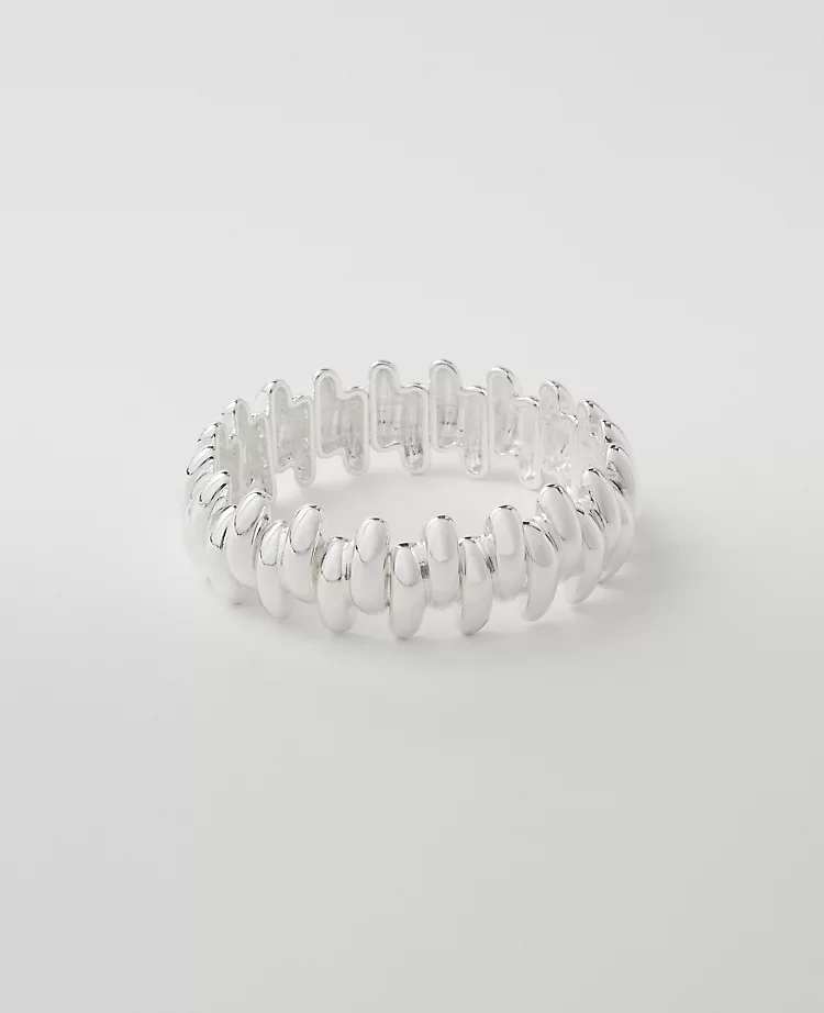 Sleek Silvertone Metal Stretch Bracelet - Minimalist High-Shine Accessory 1 Sleek Silvertone Metal Stretch Bracelet - Minimalist High-Shine Accessory