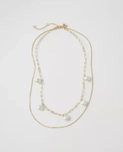 Goldtone Mini Pearl and Chain Layered Necklace for Women